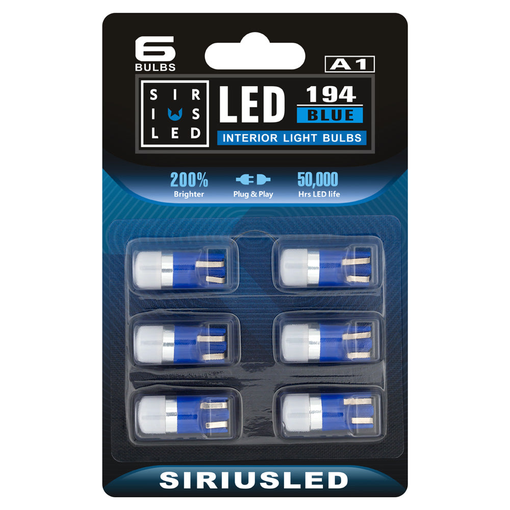 Pack of 6 LED Interior Lights-194 Blue