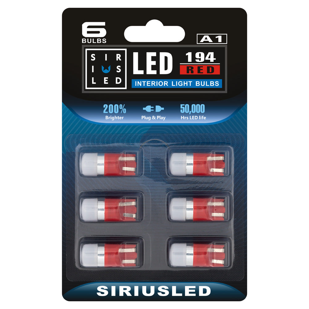 Pack of 6 LED Interior Lights-194 Red